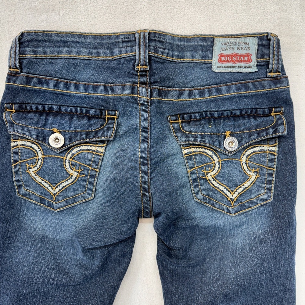 Big Star Jeans Women's 27R Bootcut Dark Wash Embroidered Flap Pocket Sweet Boot
